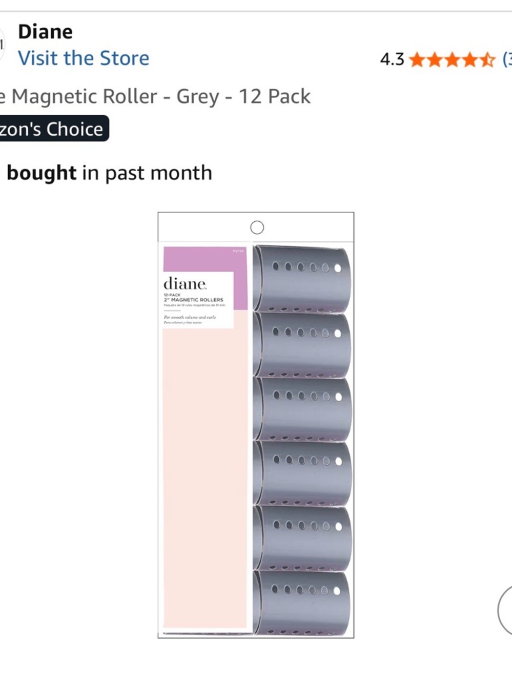 Diane Magnetic Hair Rollers - Grey 12-Pack NWOT